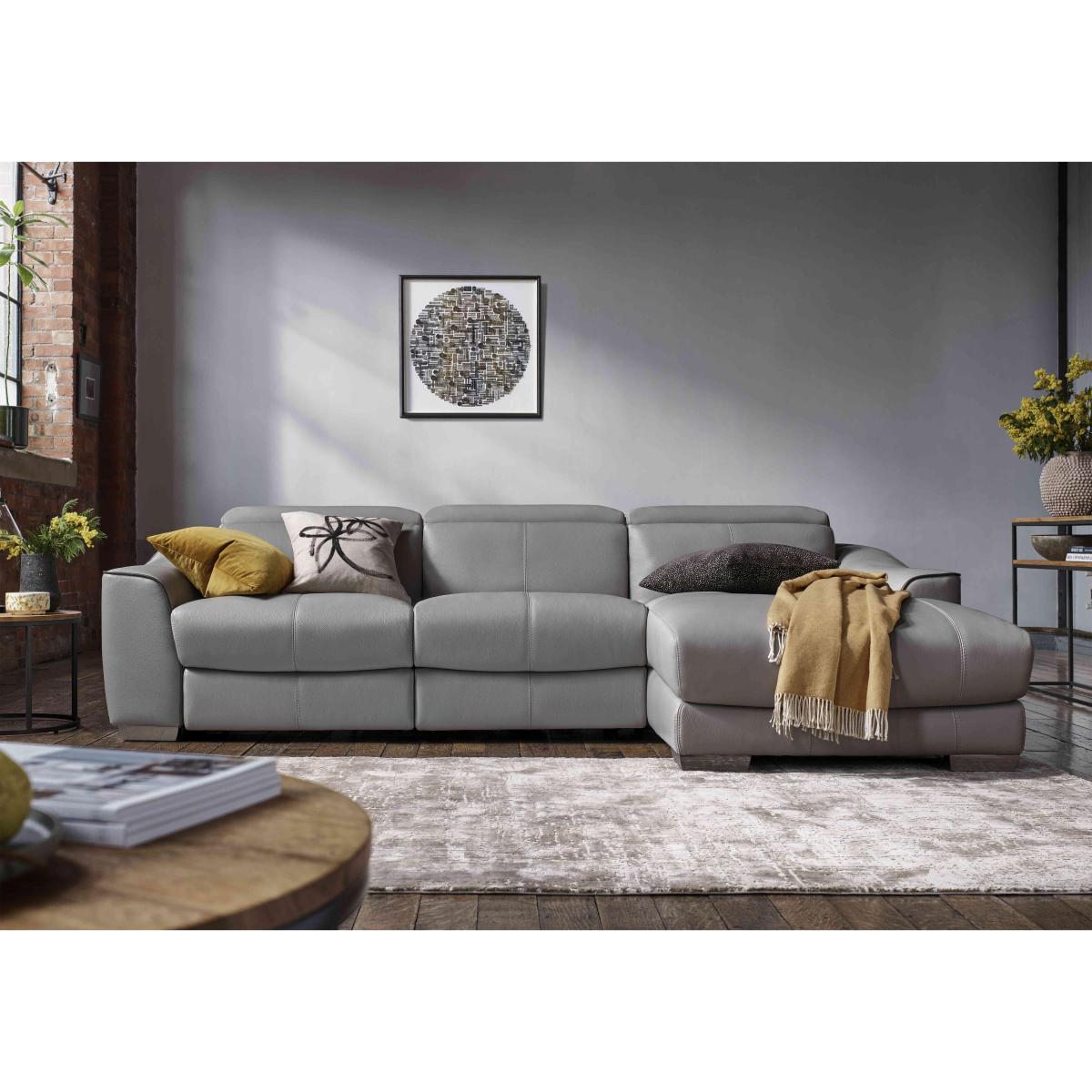 Xavier NC Leather Double Power Recliner Right Hand Facing Chaise End Sofa with Power Headrests - NC Lake Green – image 4