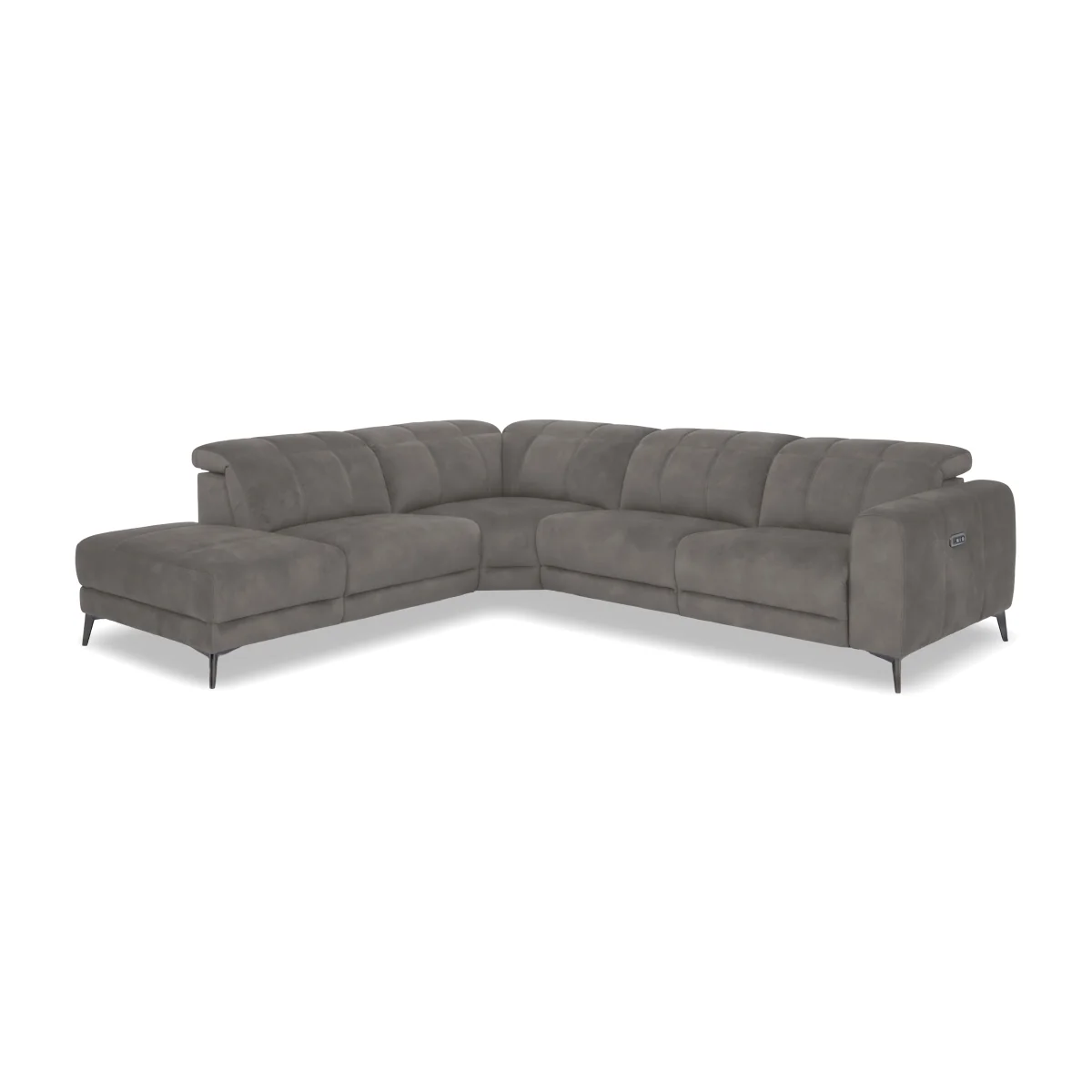Ezra Fabric Power Recliner Chaise End Left Hand Facing Corner Sofa with Power Headrests - Dexter Mocha - Sofas and Armchairs - In Time for Christmas – image 1