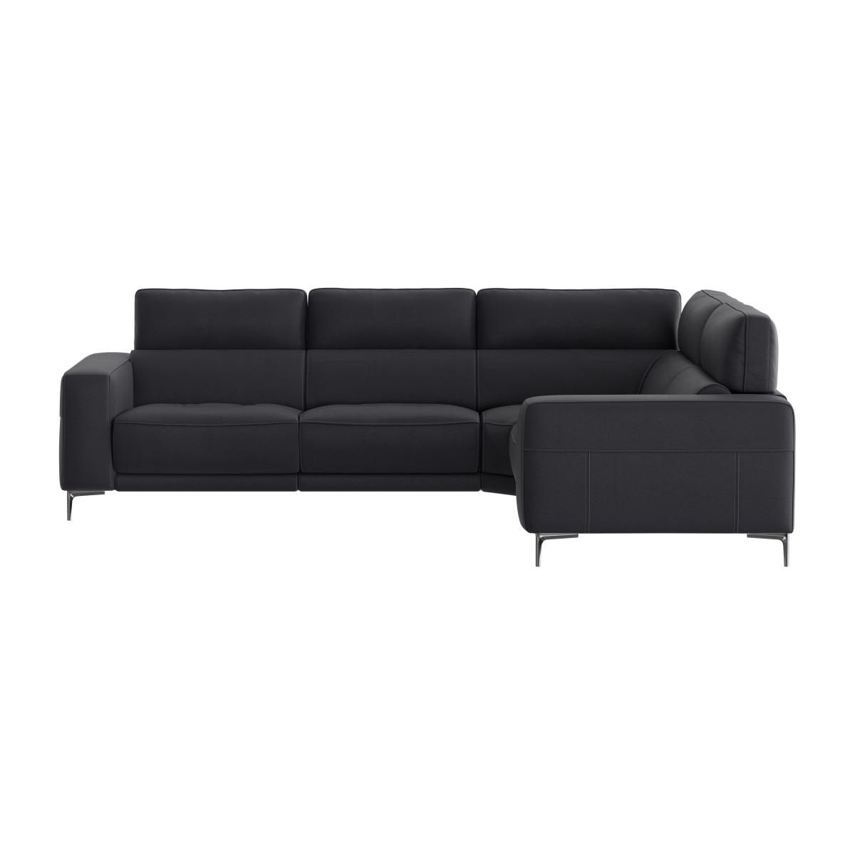 Adama Leather Corner Sofa - Black- World of Leather – image 1