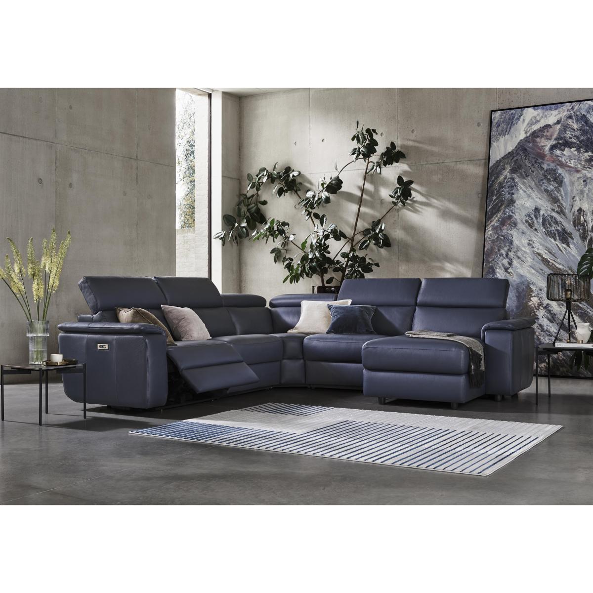 Nicoletti Italia - Davide Large Leather Right Hand Facing Corner Sofa with Chaise End - Torello Tortora – image 2
