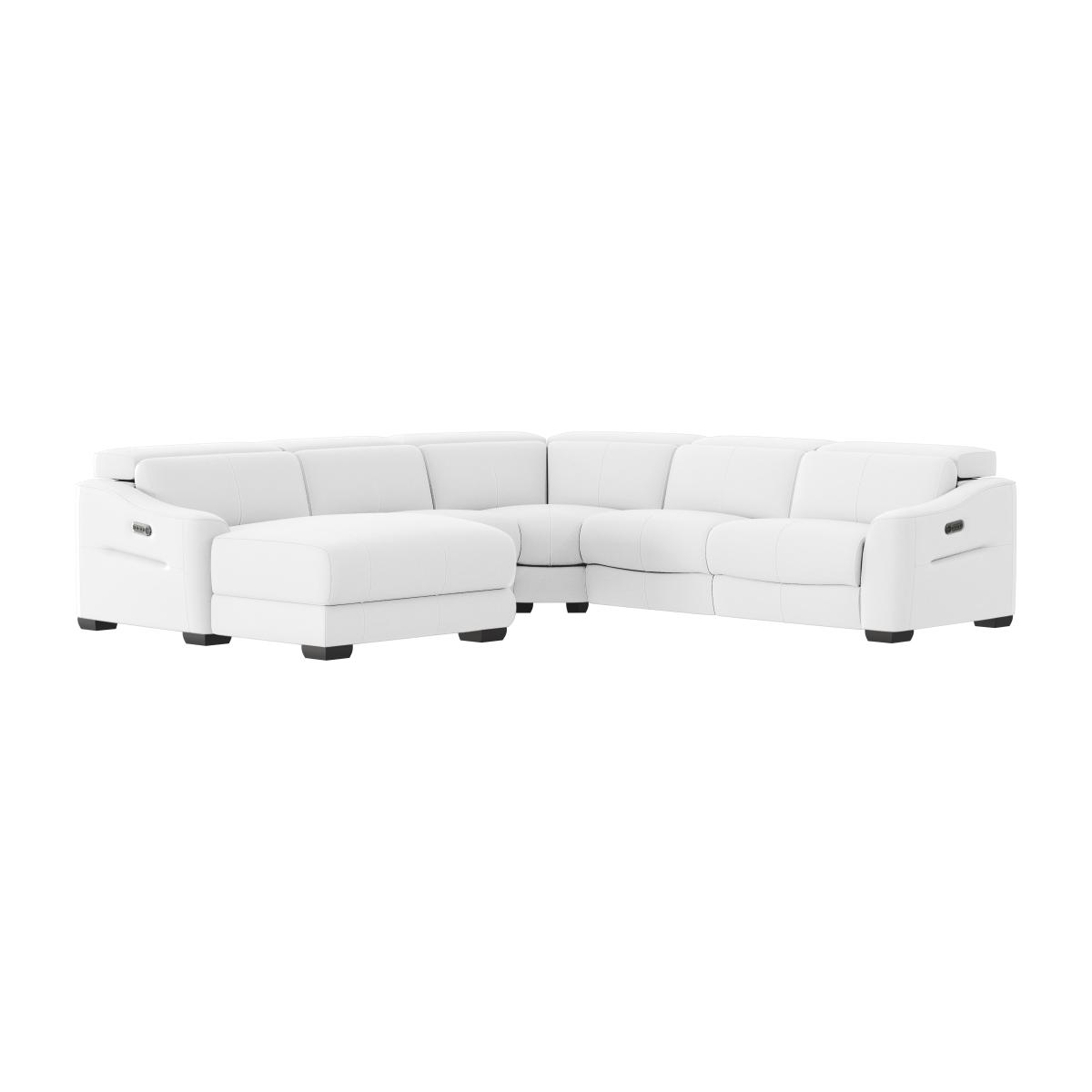 Xavier NC Leather Left Hand Facing Corner Chaise Power Recliner Sofa with Headrests - NC Star White – image 1