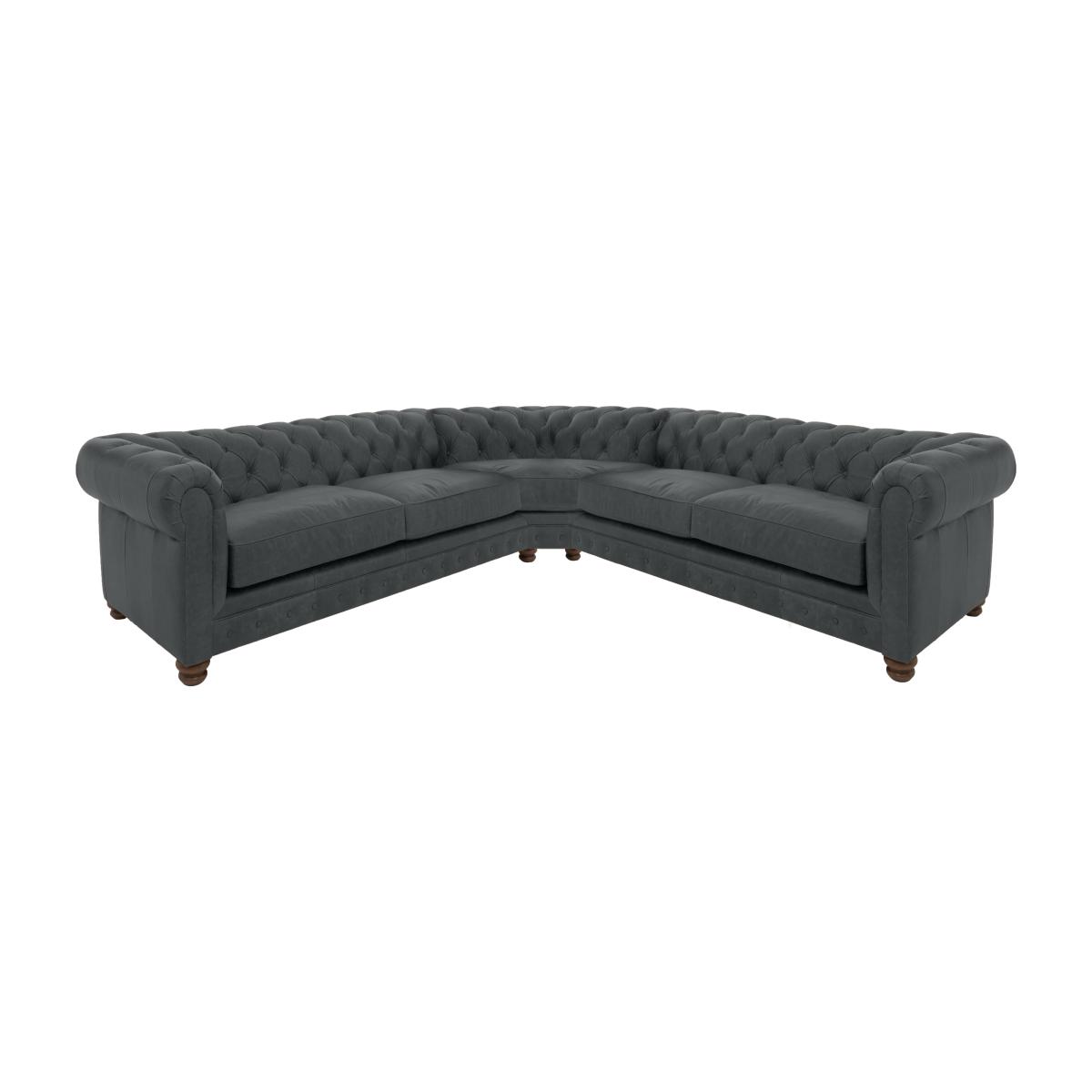 Alexander and James - Chesterfield Collection Hugo Large Leather Corner Sofa - Indigo - Dark Feet