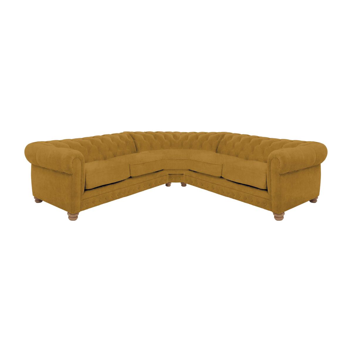 Alexander and James - Chesterfield Collection Hugo Large Fabric Corner Sofa - Turmeric - Oak Feet