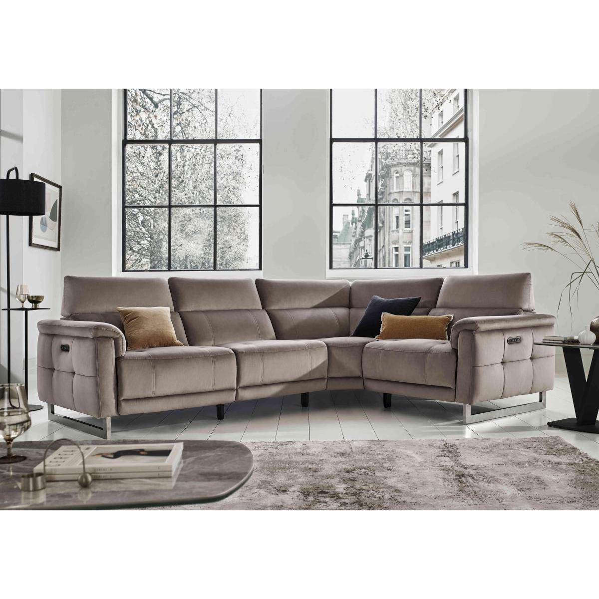 Moet Fabric Power Recliner Left Hand Facing Corner Sofa with Telescopic Headrests – image 2