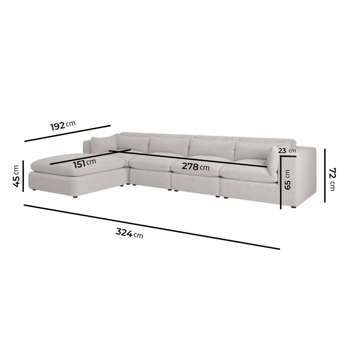 Large Beige Boucle Reversible 5 Seater Chaise Corner Sofa - Hudson – image 5