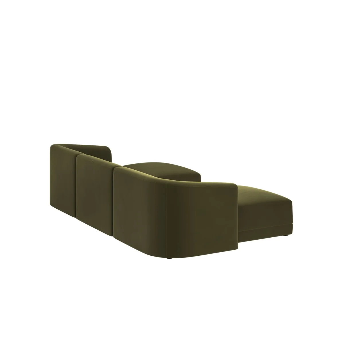 Large Olive Green Velvet 4-Seater U-Shape Modular Chaise Sofa - Laine – image 11