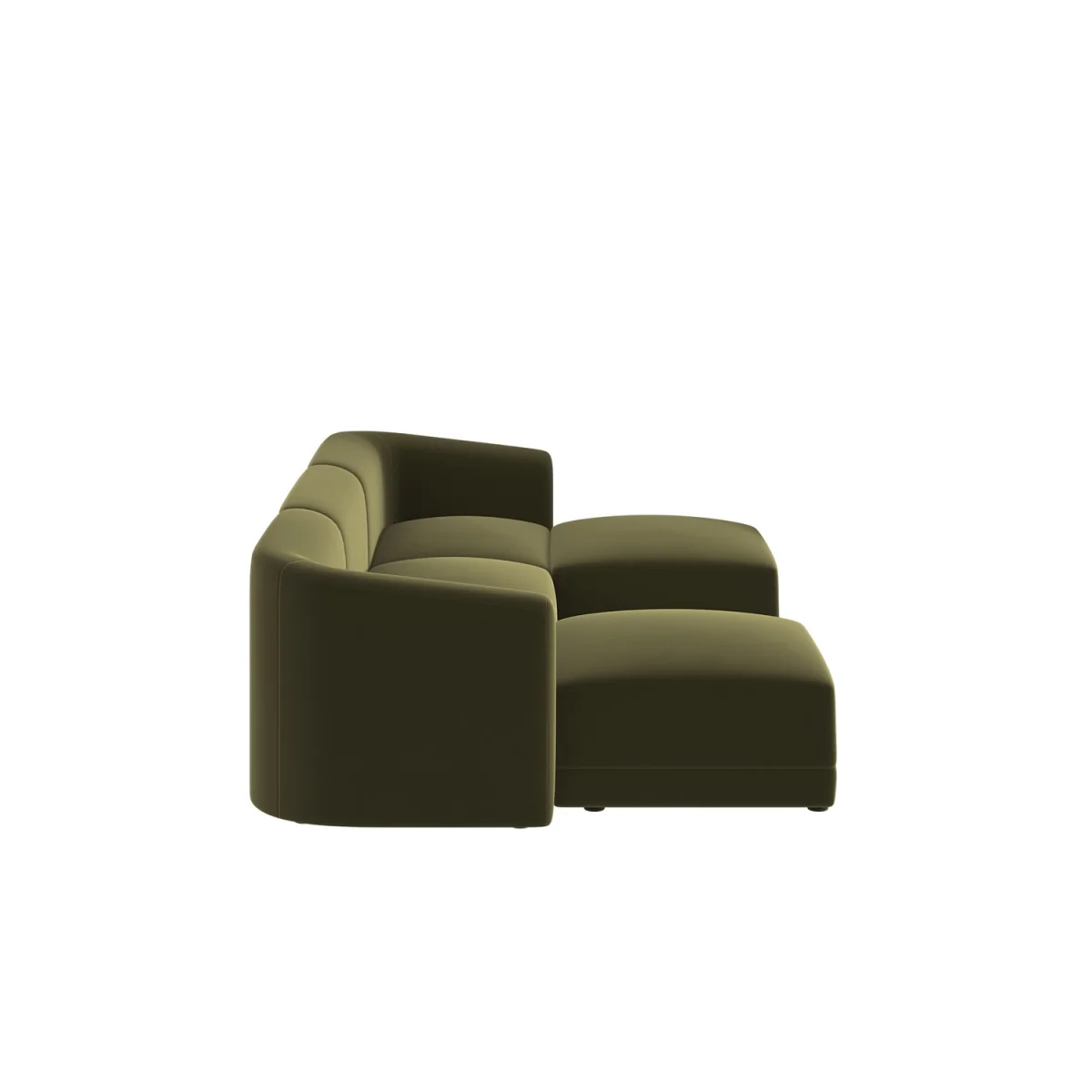 Large Olive Green Velvet 4-Seater U-Shape Modular Chaise Sofa - Laine – image 12