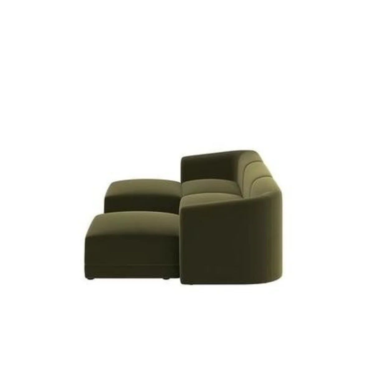 Large Olive Green Velvet 4-Seater U-Shape Modular Chaise Sofa - Laine – image 6