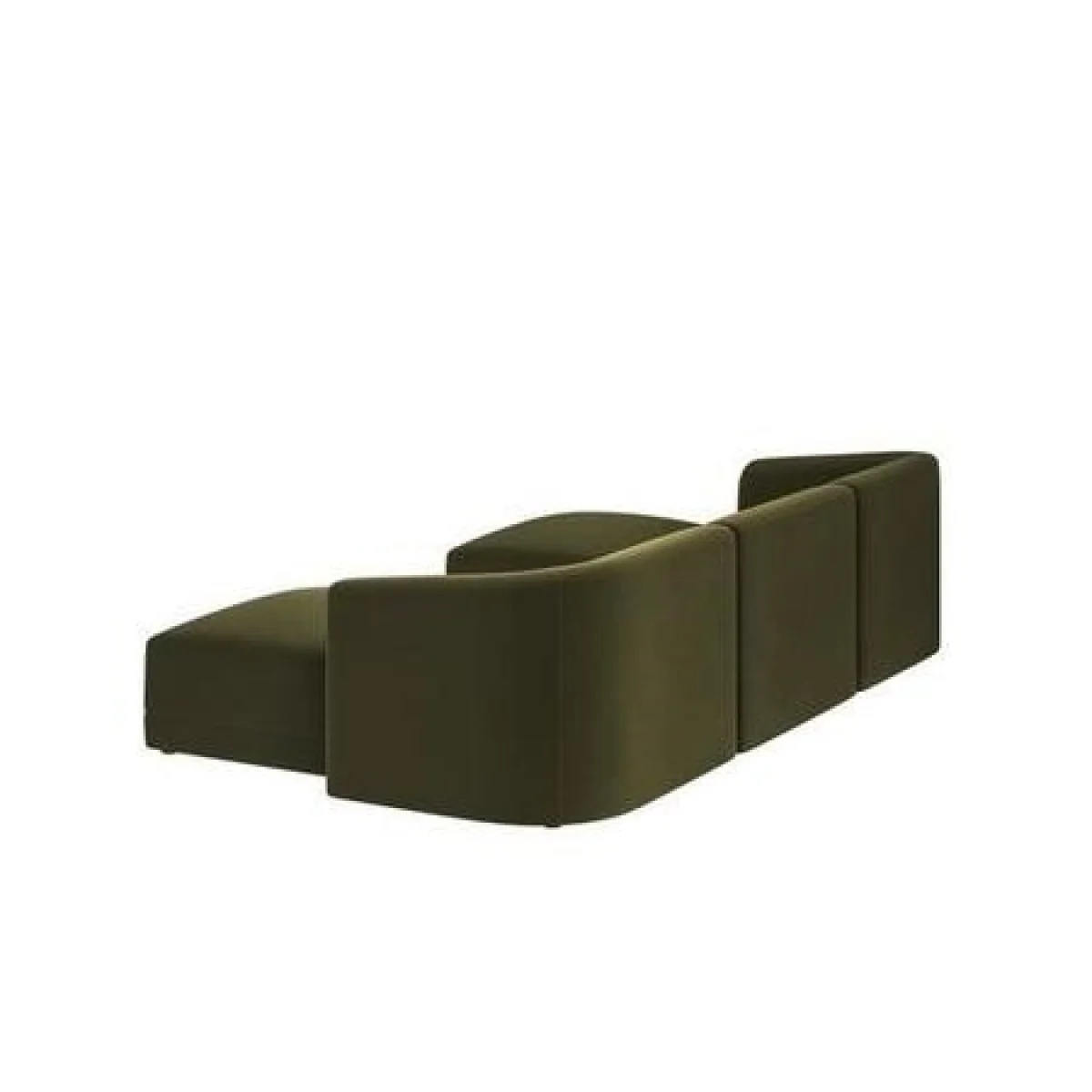 Large Olive Green Velvet 4-Seater U-Shape Modular Chaise Sofa - Laine – image 7