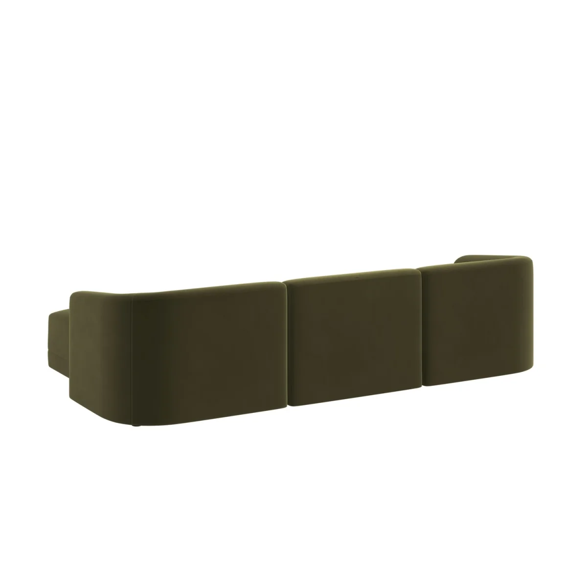 Large Olive Green Velvet 4-Seater U-Shape Modular Chaise Sofa - Laine – image 8