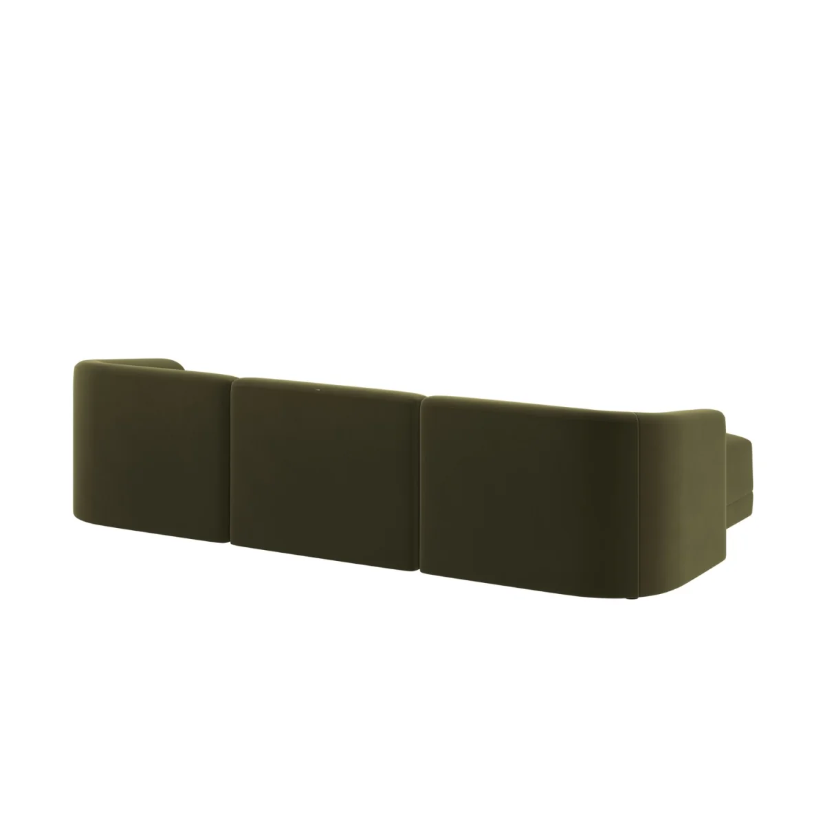 Large Olive Green Velvet 4-Seater U-Shape Modular Chaise Sofa - Laine – image 10