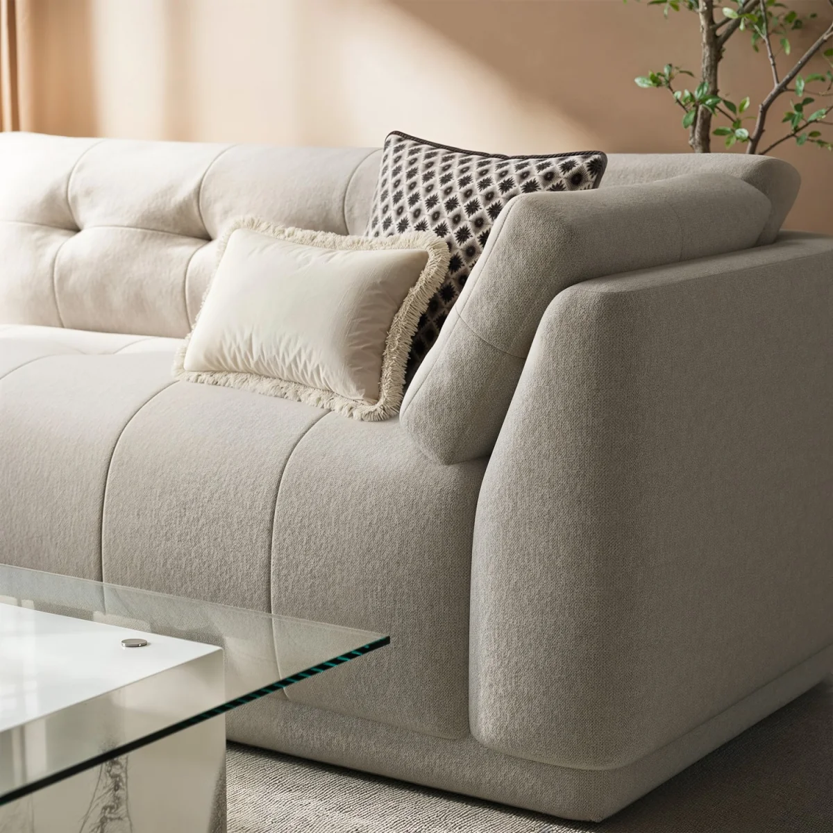 Beige Fabric 4 Seater Left-Hand Chaise L-Shape Corner Sofa - Arden – image 3