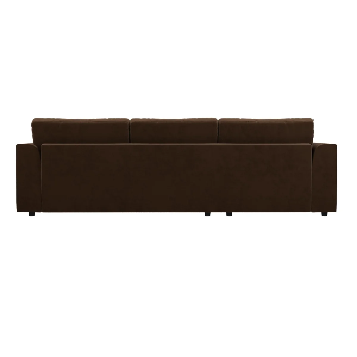 Large Chocolate Brown Velvet Left Hand 4 Seater Chaise Corner Sofa - August – image 8