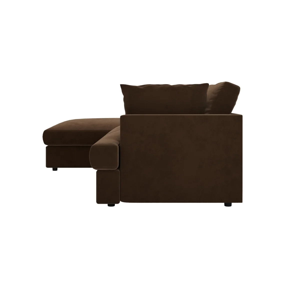 Large Chocolate Brown Velvet Left Hand 4 Seater Chaise Corner Sofa - August – image 9