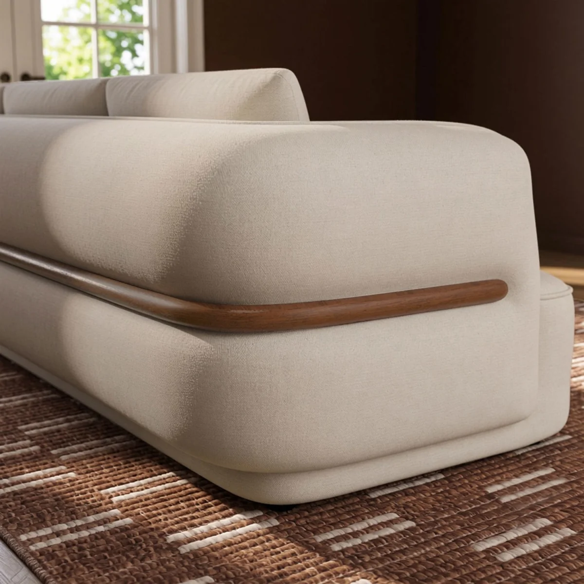 Cream Chenille 4 Seater Right Hand L-Shape Curved Chaise Corner Sofa - Bodhi – image 3