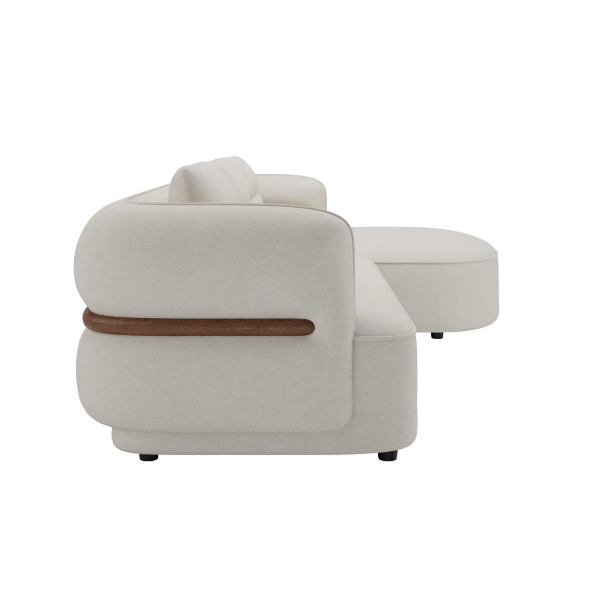 Cream Chenille 4 Seater Right Hand L-Shape Curved Chaise Corner Sofa - Bodhi – image 8