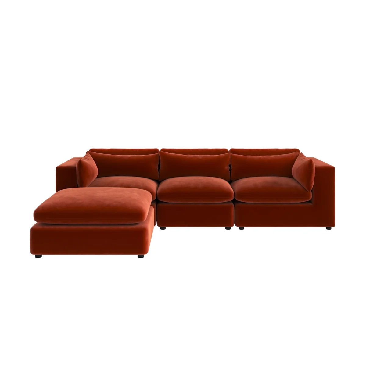 LargeBurnt Orange Velvet Reversible 4 SeaterChaise Corner Sofa - Hudson – image 7