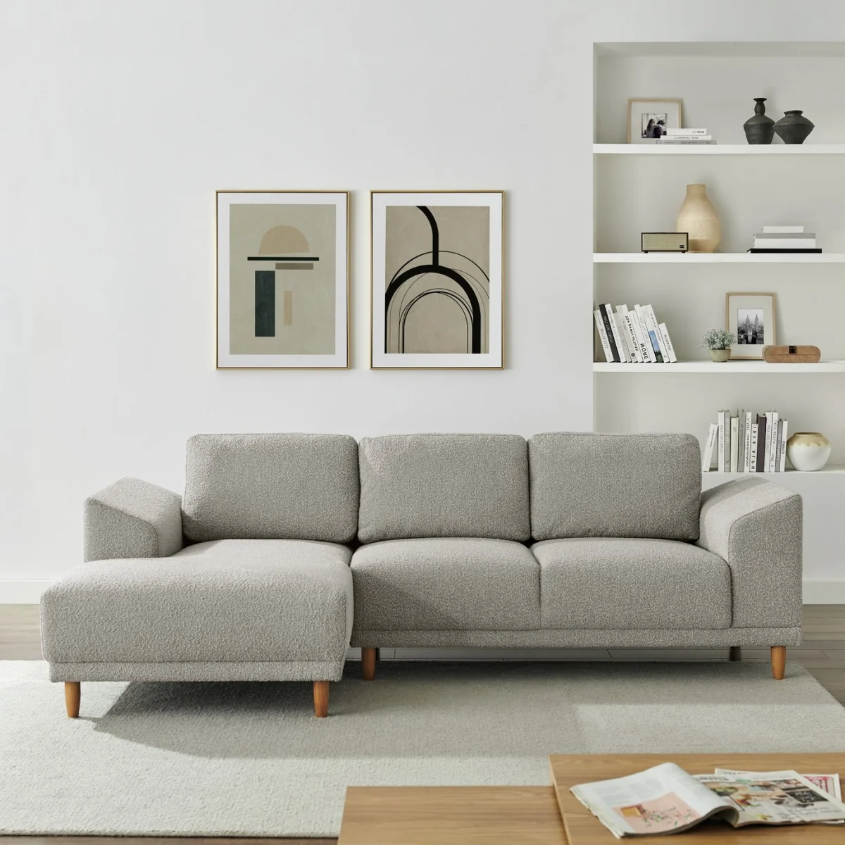 Habitat Draper Boucle Fabric Right Hand Corner Chaise Sofa - Natural – image 2