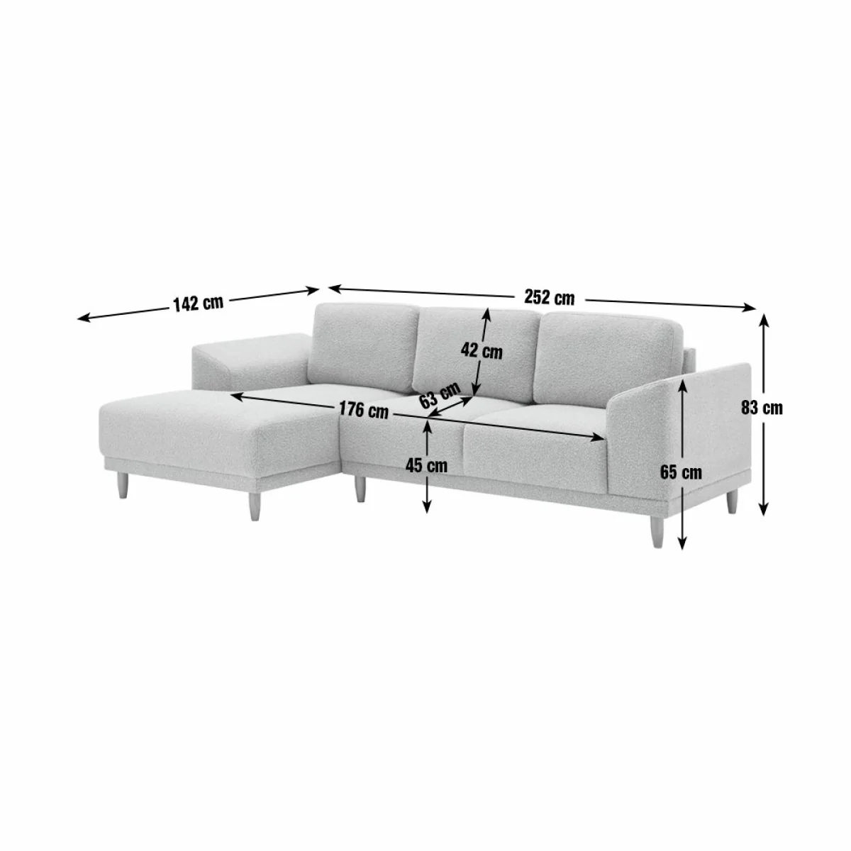 Habitat Draper Boucle Fabric Right Hand Corner Chaise Sofa - Natural – image 8