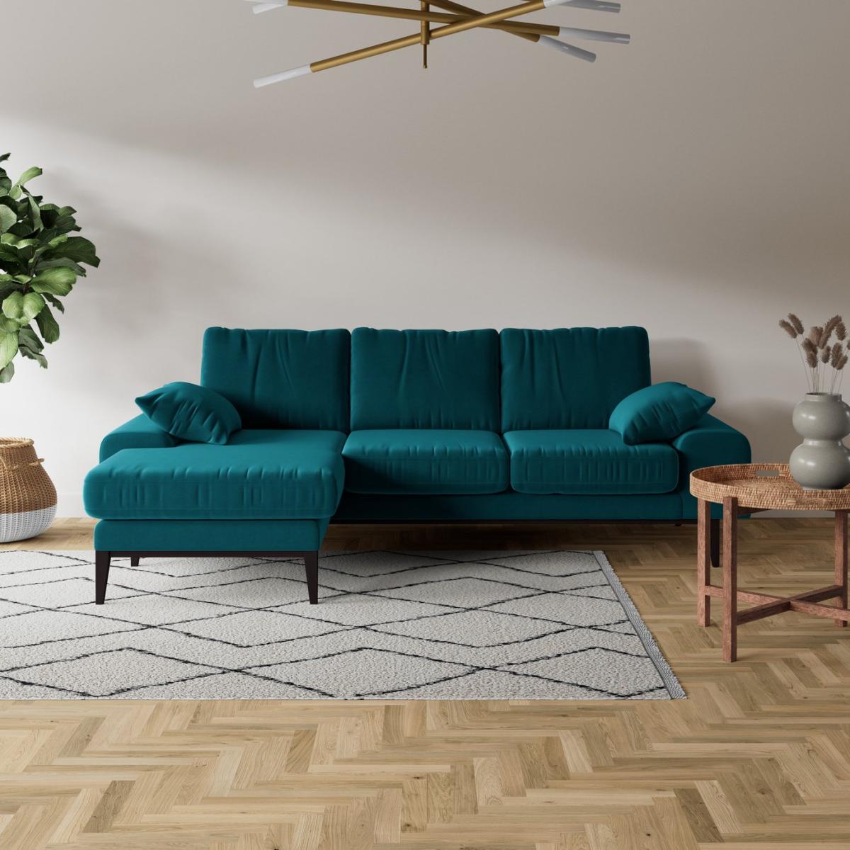 Swoon Tulum Velvet Left Hand Corner Sofa - Kingfisher Blue – image 2