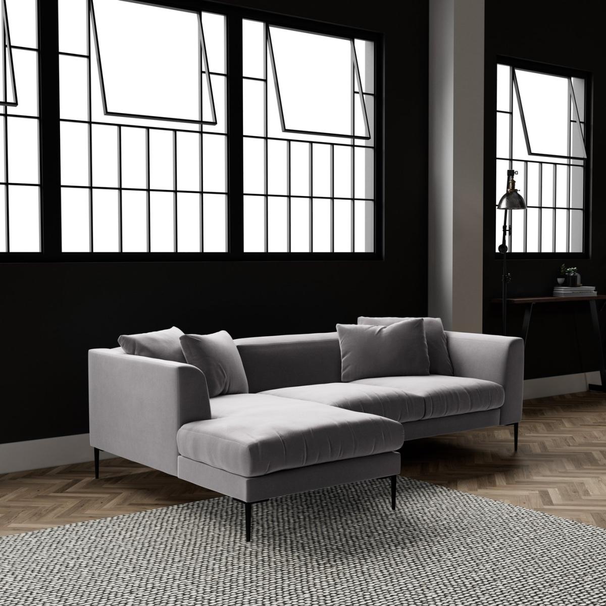 Swoon Alena Velvet Left Hand Corner Sofa - Silver Grey – image 3