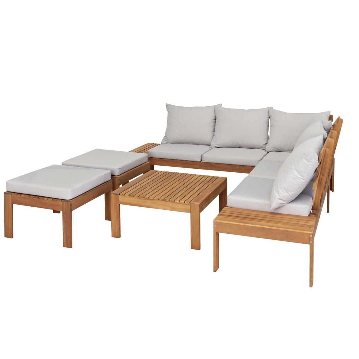 Habitat 6 Seater Wooden Corner Sofa Set - Oak – image 4