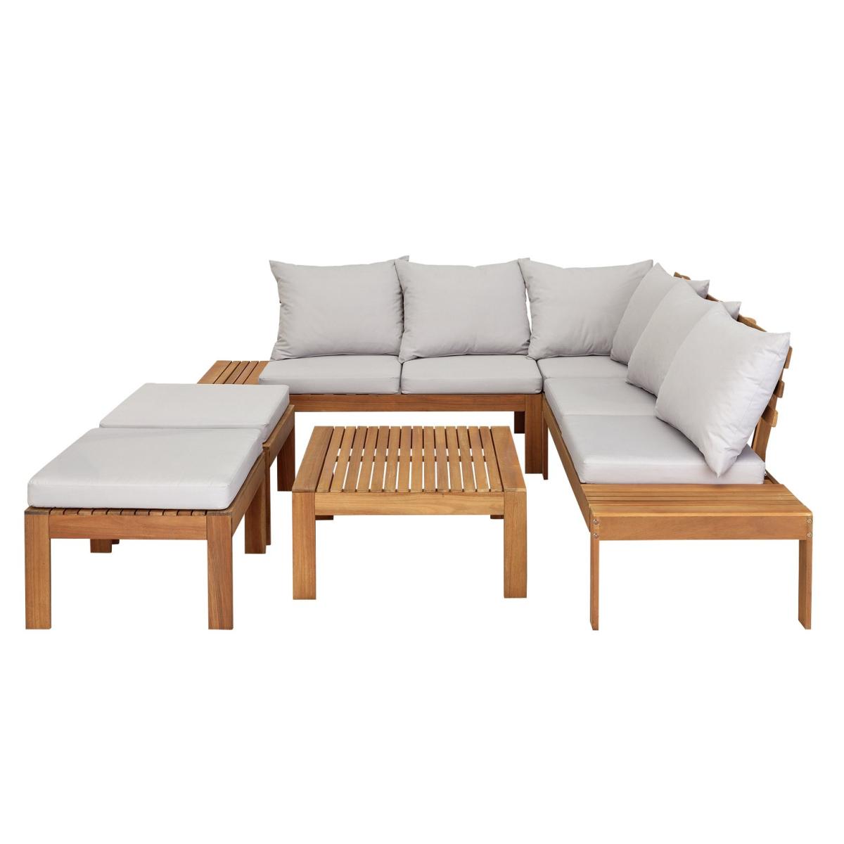 Habitat 6 Seater Wooden Corner Sofa Set - Oak – image 6