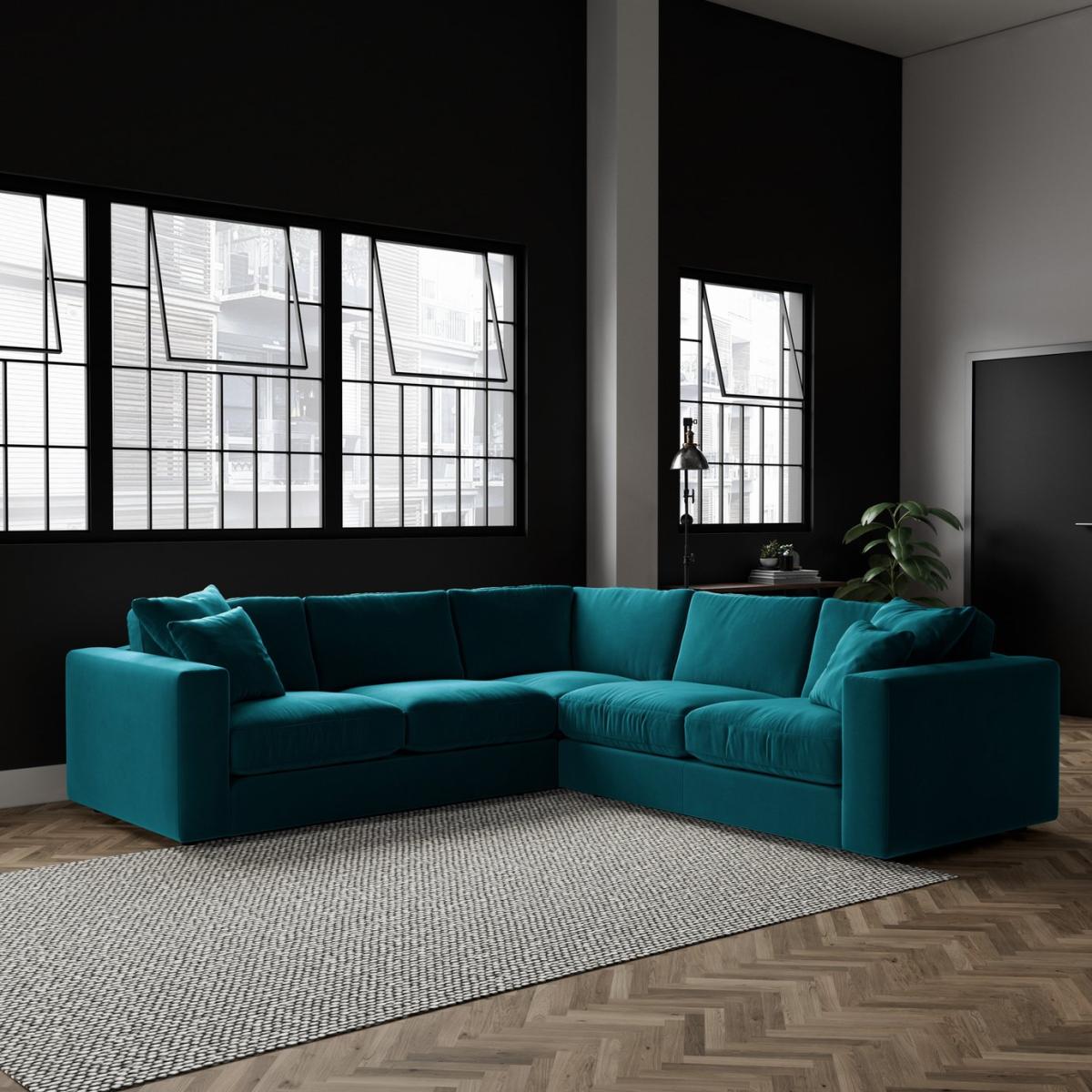 Swoon Althaea Velvet 5 Seater Corner Sofa - Kingfisher Blue – image 3