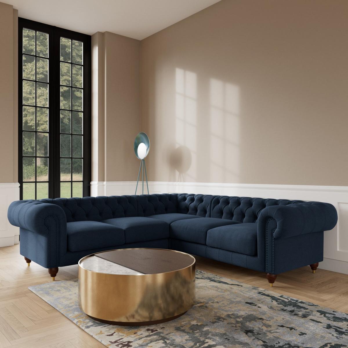 Swoon Winston Fabric 5 Seater Corner Sofa - Indigo Blue – image 2