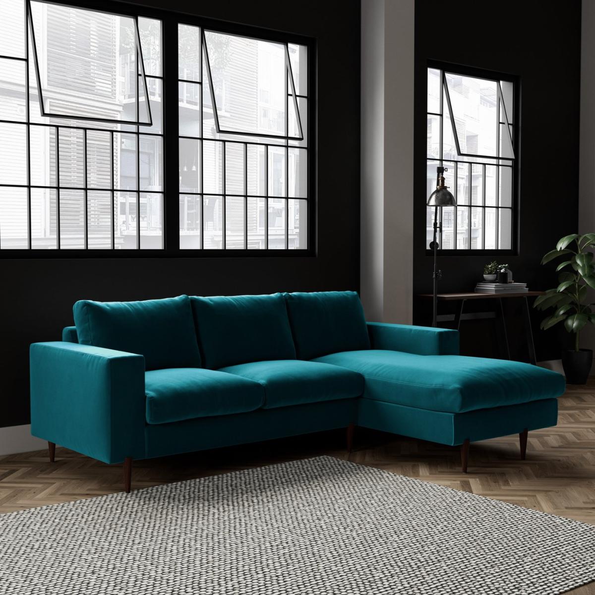 Swoon Evesham Velvet Right Hand Corner Sofa- Kingfisher Blue – image 2