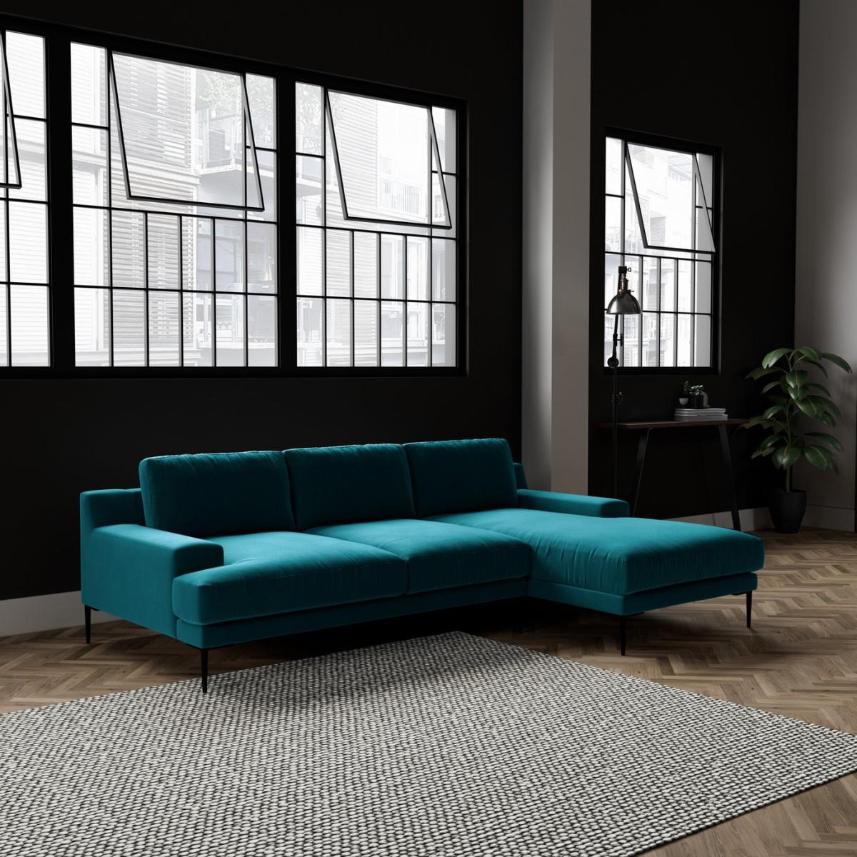 Swoon Almera Velvet Right Hand Corner Sofa- Kingfisher Blue – image 2
