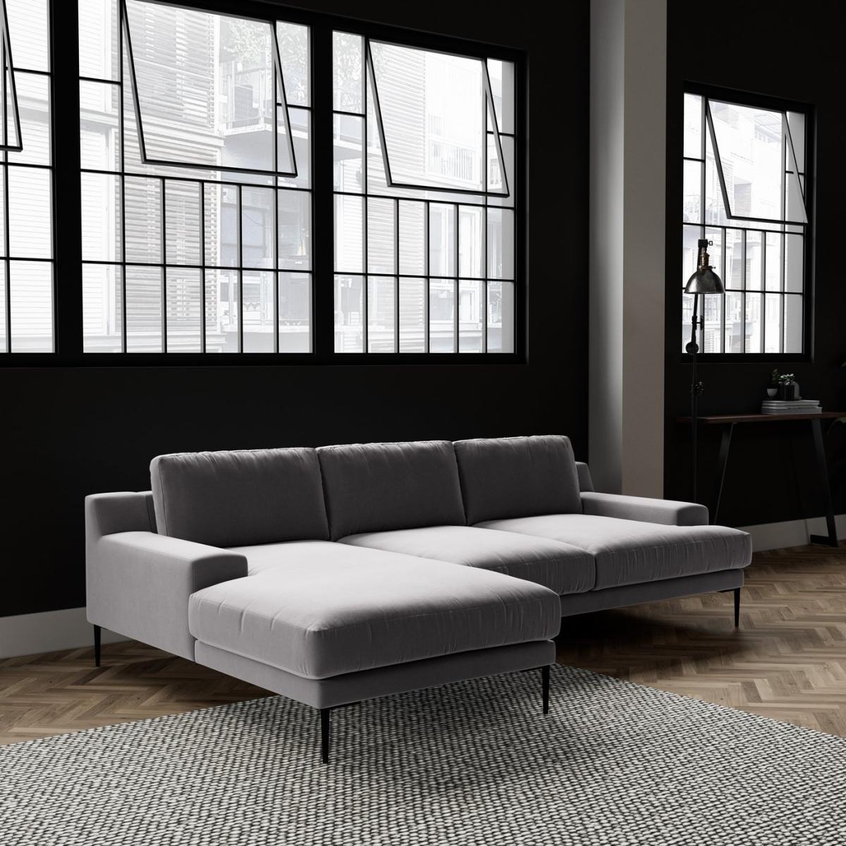 Swoon Almera Velvet Left Hand Corner Sofa - Silver Grey – image 3
