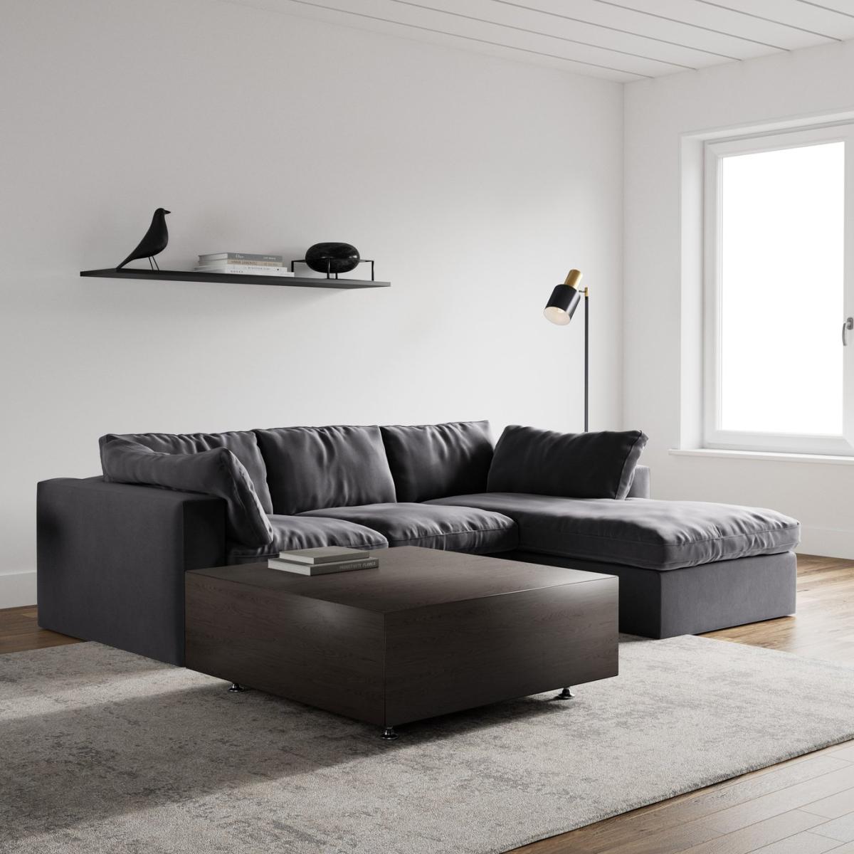 Swoon Seattle Velvet Right Hand Corner Sofa - Granite Grey – image 3