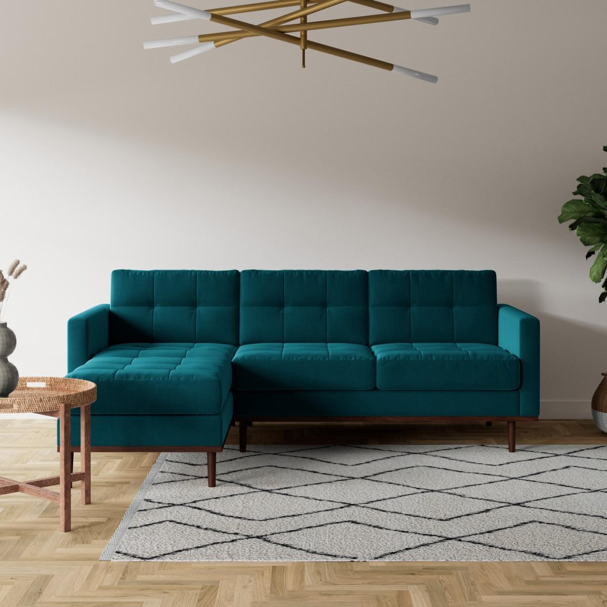 Swoon Berlin Velvet Left Hand Corner Sofa - Kingfisher Blue – image 2