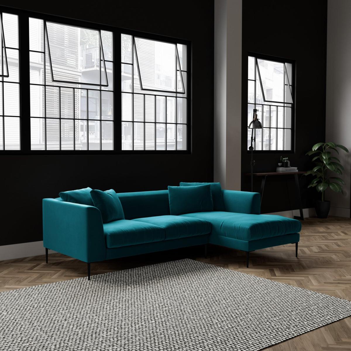 Swoon Alena Velvet Right Hand Corner Sofa- Kingfisher Blue – image 3
