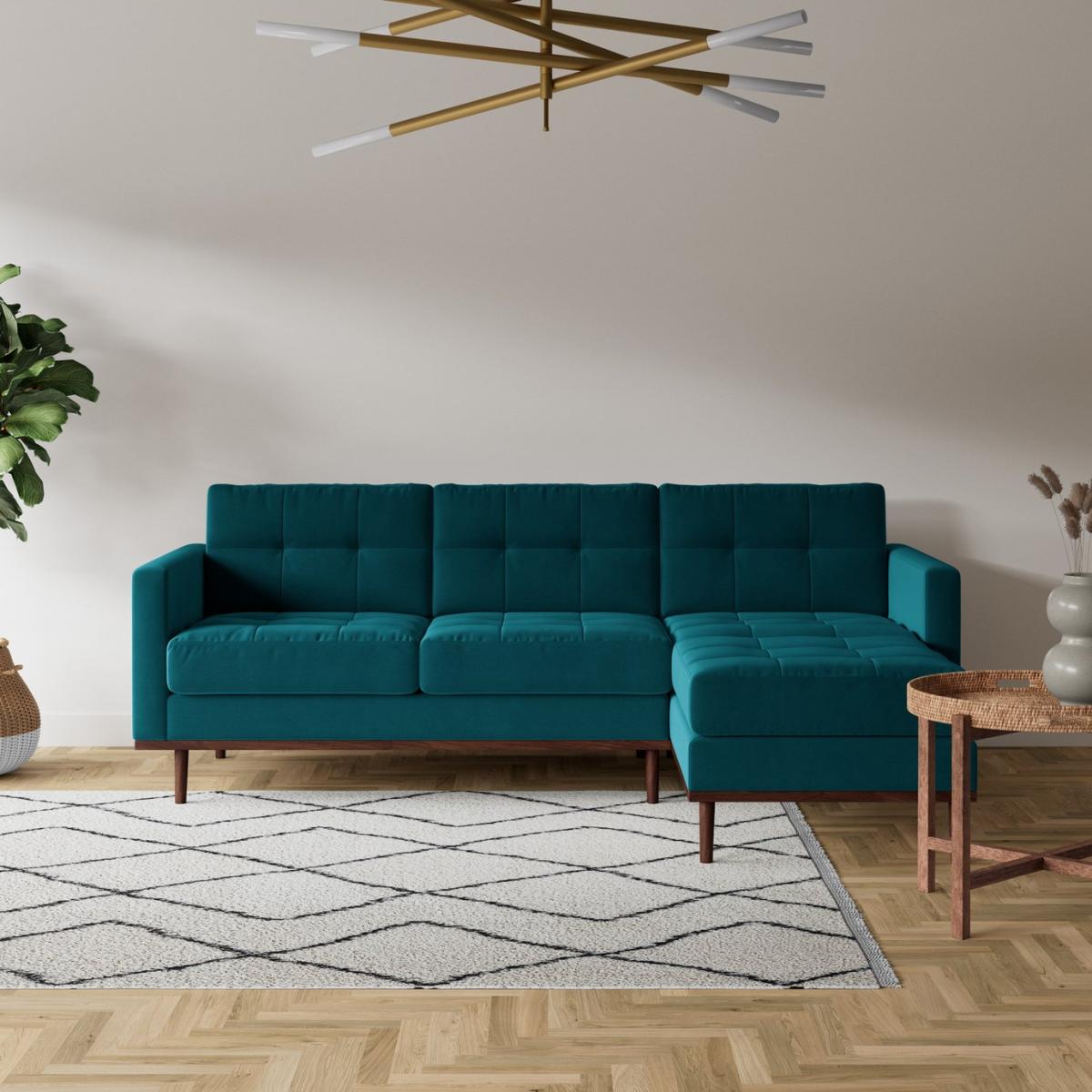 Swoon Berlin Velvet Right Hand Corner Sofa- Kingfisher Blue – image 3