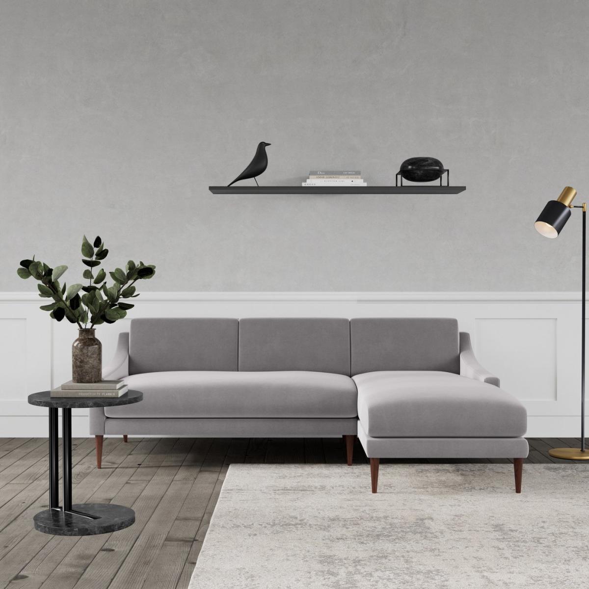 Swoon Turin Velvet Right Hand Corner Sofa - Silver Grey – image 2