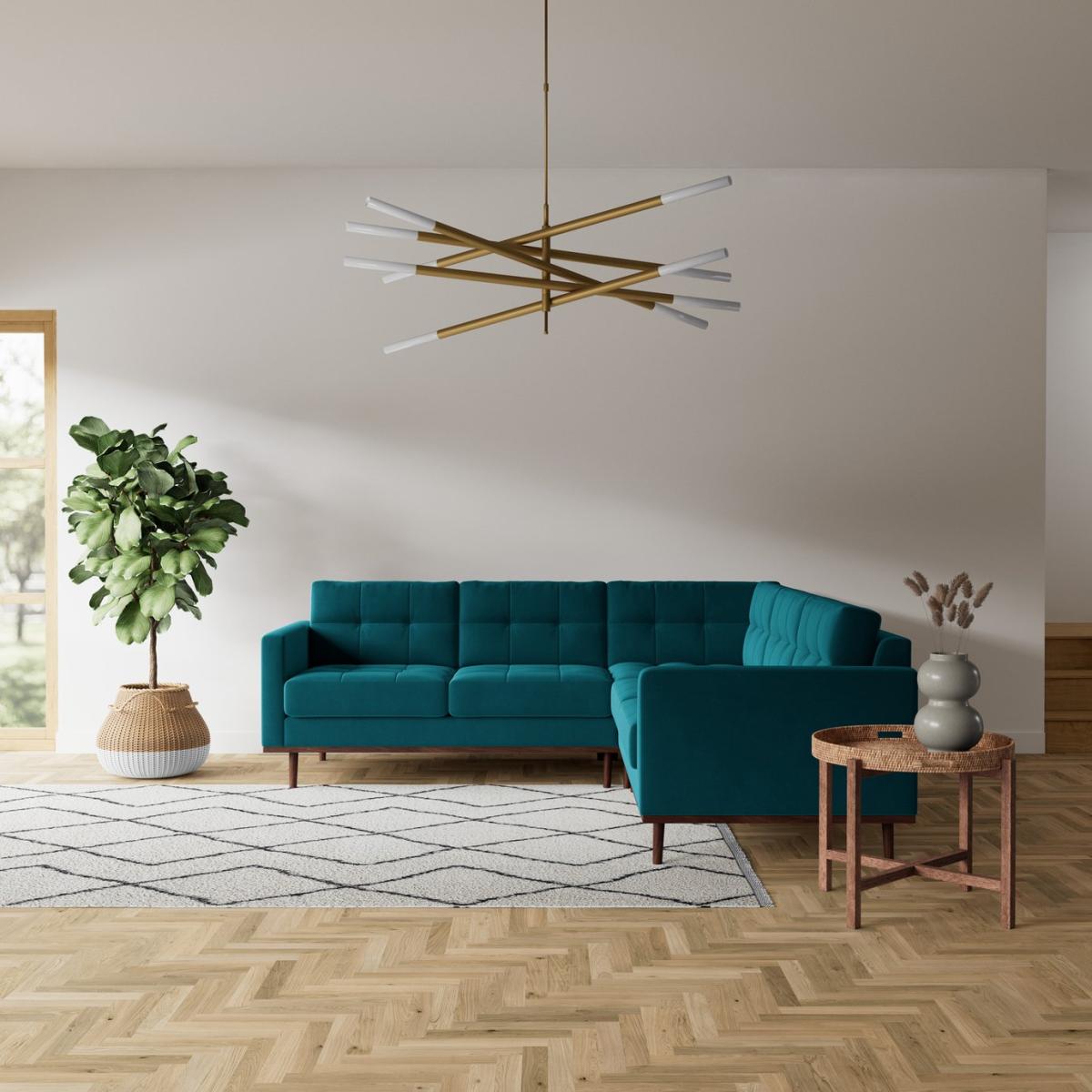 Swoon Berlin Velvet 5 Seater Corner Sofa - Kingfisher Blue – image 3