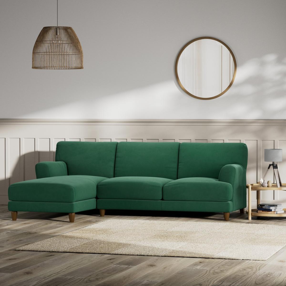Habitat Askem Fabric Left Hand Corner Sofa- Green - Dark Leg – image 2