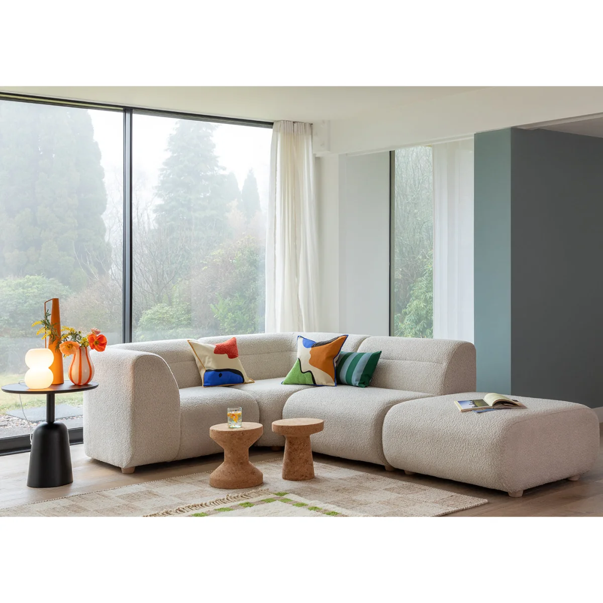 Heal's Lilli Curved Corner Sofa Unit Smart Luxe Velvet Tawny Natural Feet – image 5