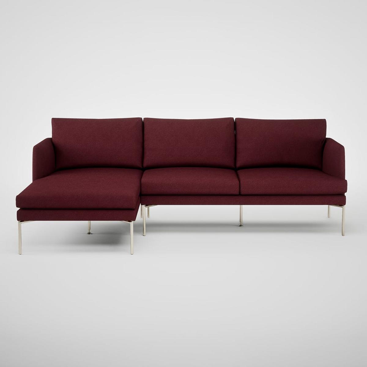 Heal's Matera Left Hand Facing Chaise Sofa St Moritz Wool Red 74 Stainless Steel Foot – image 2