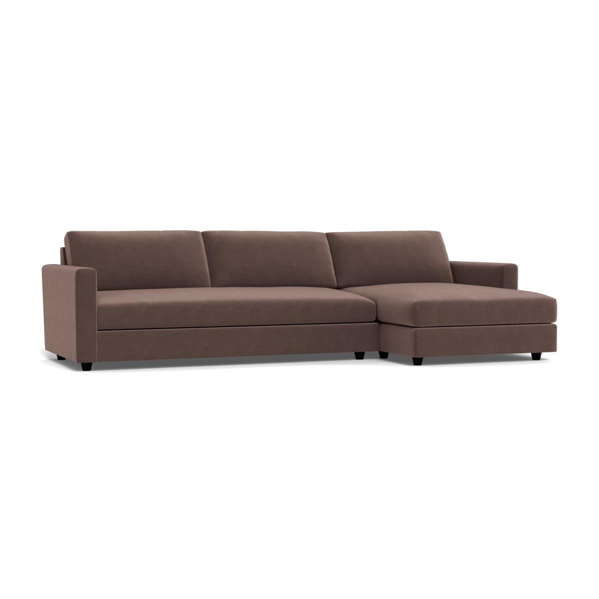Heal's Nimbus 4 Seater Right Hand Corner Chaise Velvet Mink Black Feet – image 1