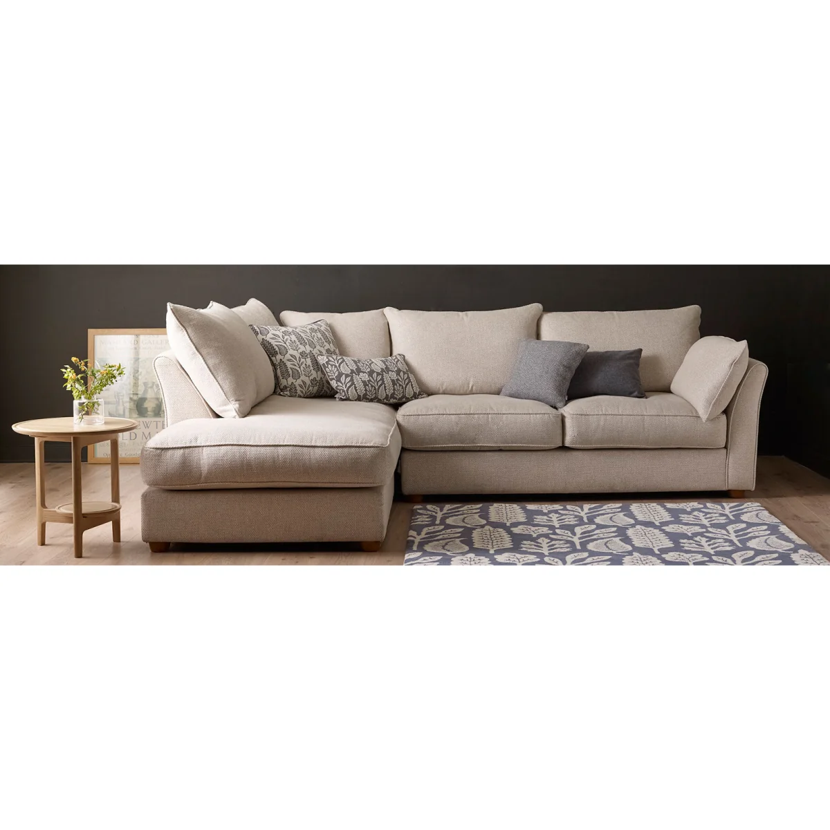 Heal's Tailor Right Hand Facing Corner Sofa Smart Luxe Velvet Mulberry Walnut Stained Feet – image 4