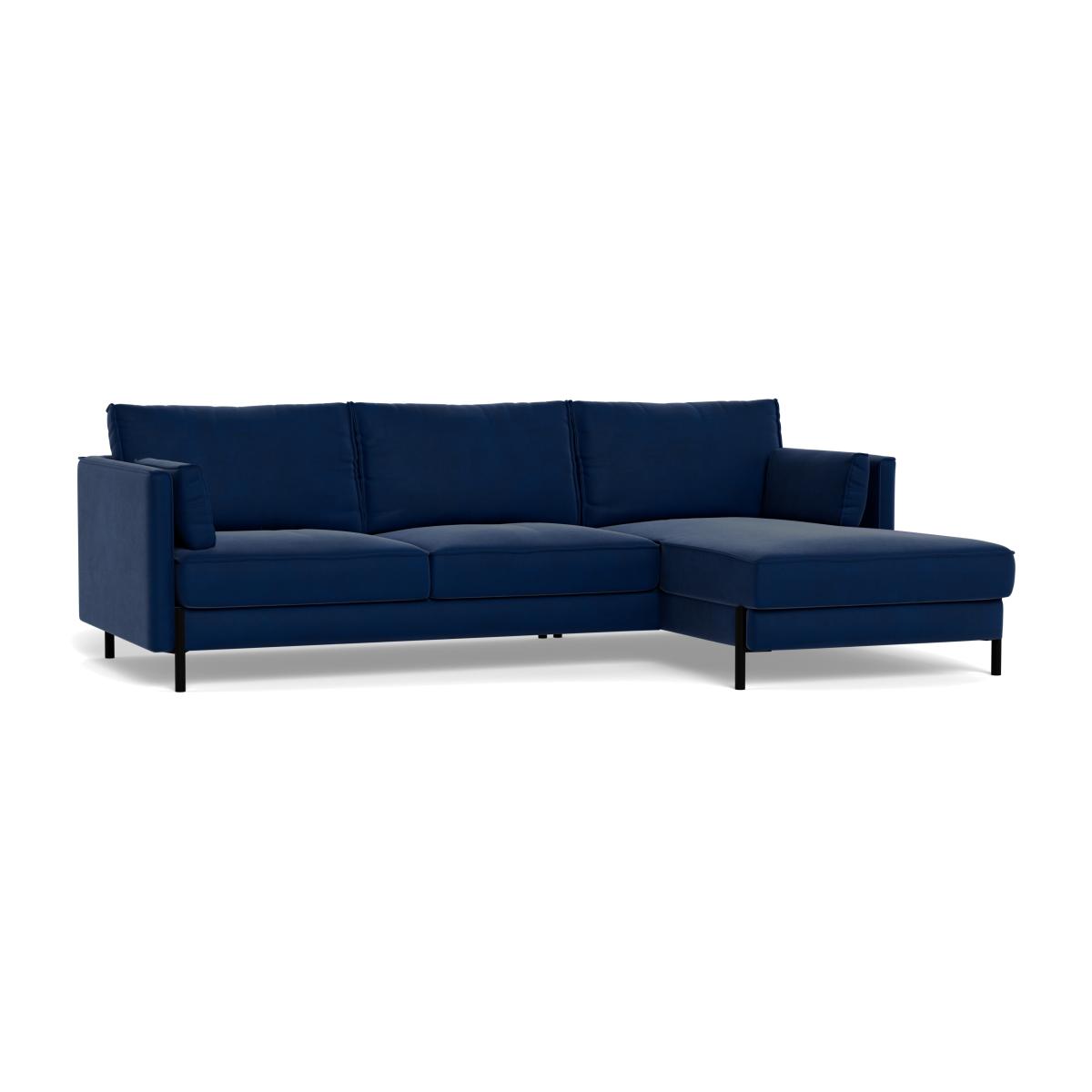 Heal's Tortona Right Hand Facing 4 Seater Corner Chaise Brushed Cotton Cobalt Black Feet - Heal's UK Furniture – image 1