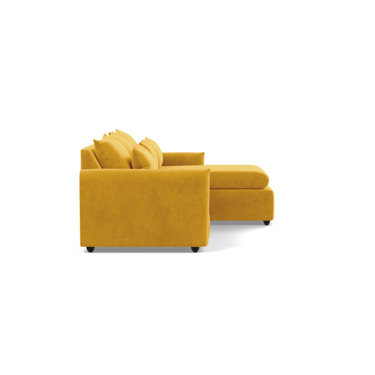 Heal's Pillow Medium RHF Corner Chaise Sofa Smart Luxe Velvet Canary Natural Oak Feet - Heal's UK Furniture – image 3