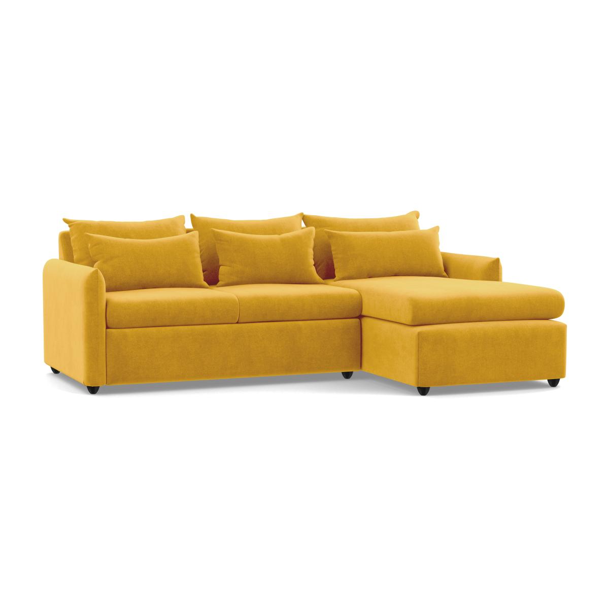 Heal's Pillow Medium RHF Corner Chaise Sofa Smart Luxe Velvet Canary Natural Oak Feet - Heal's UK Furniture – image 1