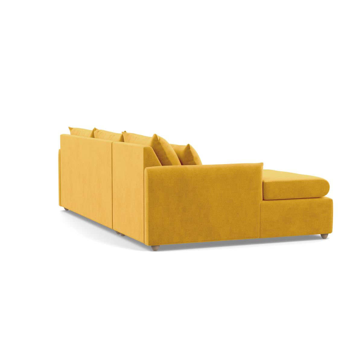 Heal's Pillow Large LHF Corner Chaise Sofa Smart Luxe Velvet Canary Stained Oak Feet - Heal's UK Furniture – image 4
