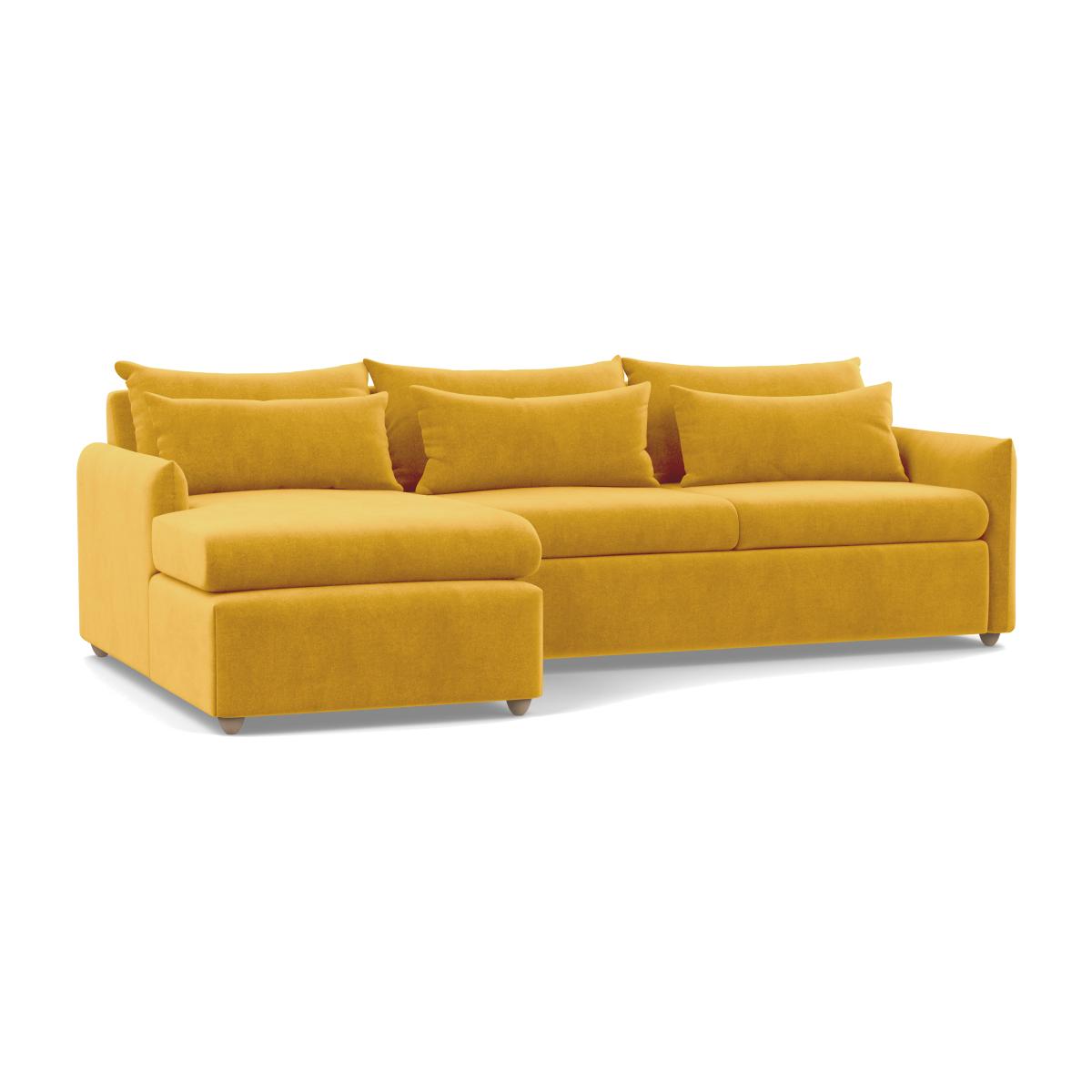 Heal's Pillow Large LHF Corner Chaise Sofa Smart Luxe Velvet Canary Stained Oak Feet - Heal's UK Furniture – image 1