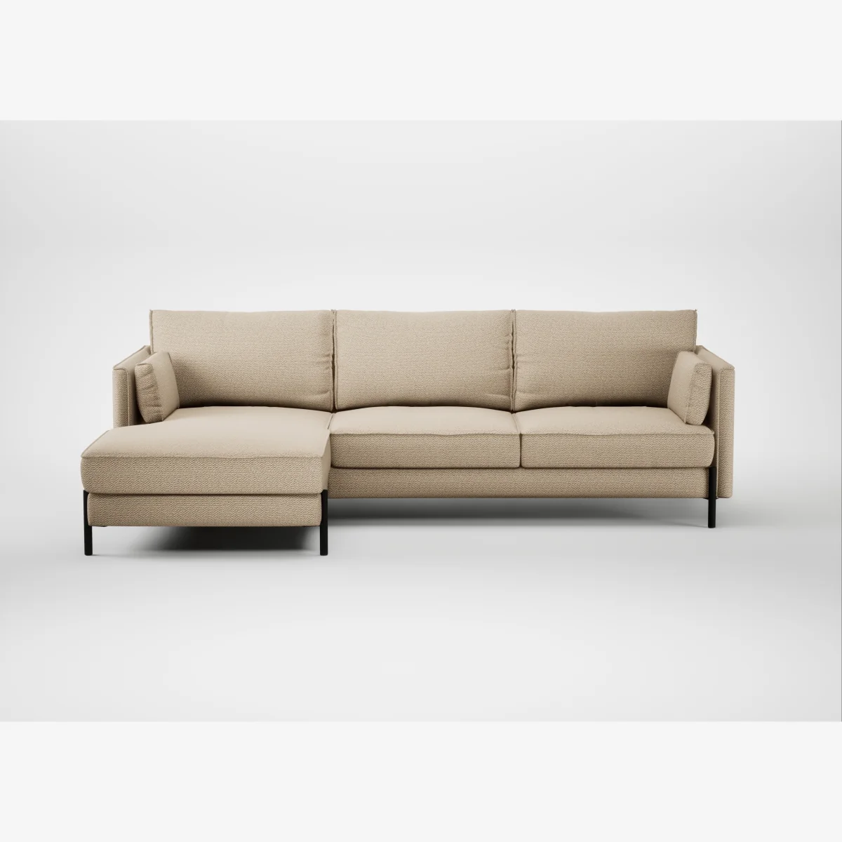 Heal's Tortona Left Hand Facing Chaise Sofa Loop Twill Fossil Black Feet – image 1