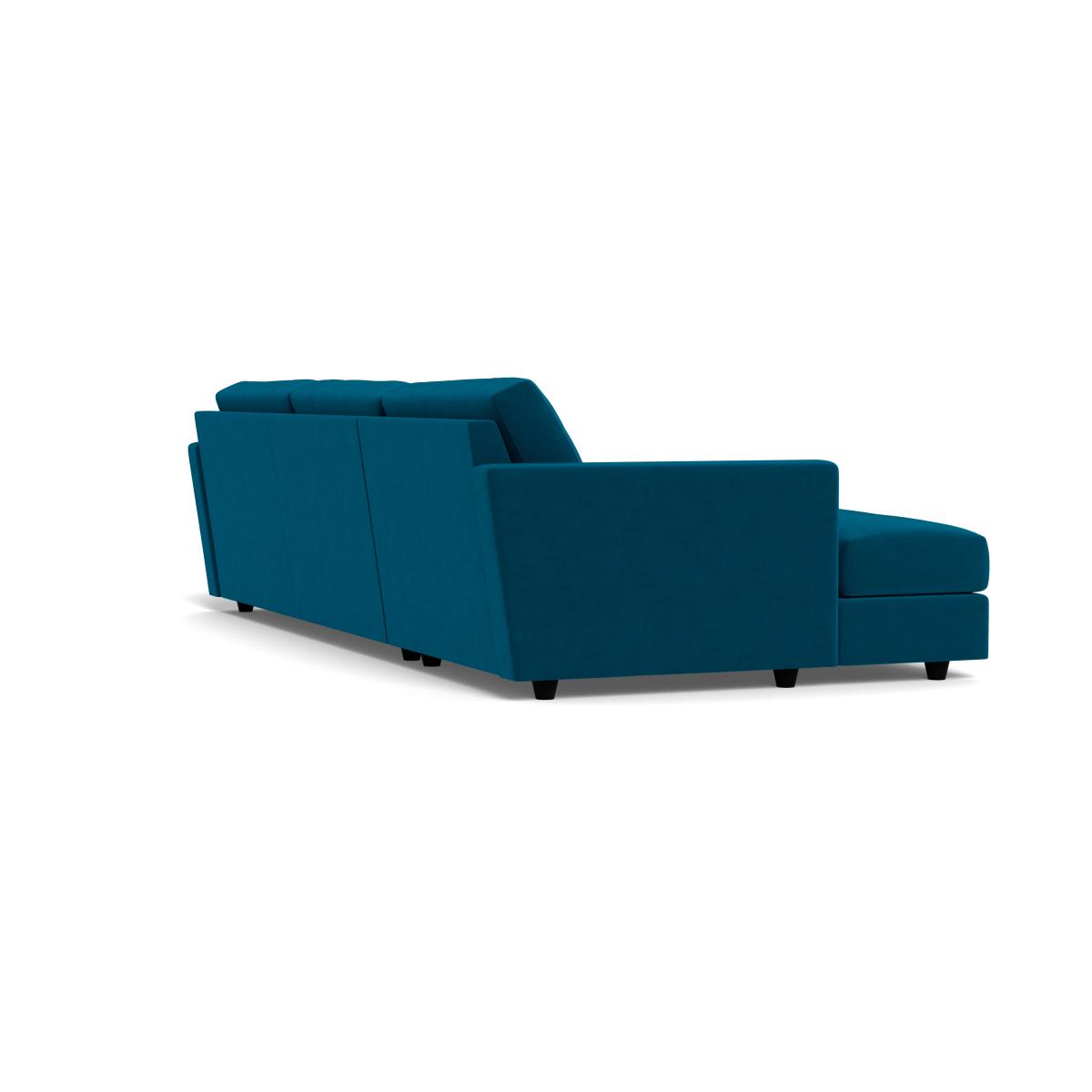 Heal's Nimbus 4 Seater Left Hand Corner Chaise Velvet Teal Black Feet – image 4